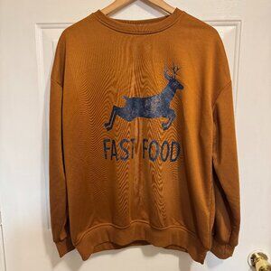 Fast Food | Deer Hunting | Funny Men's Crewneck Sweater, Copper |.Size L